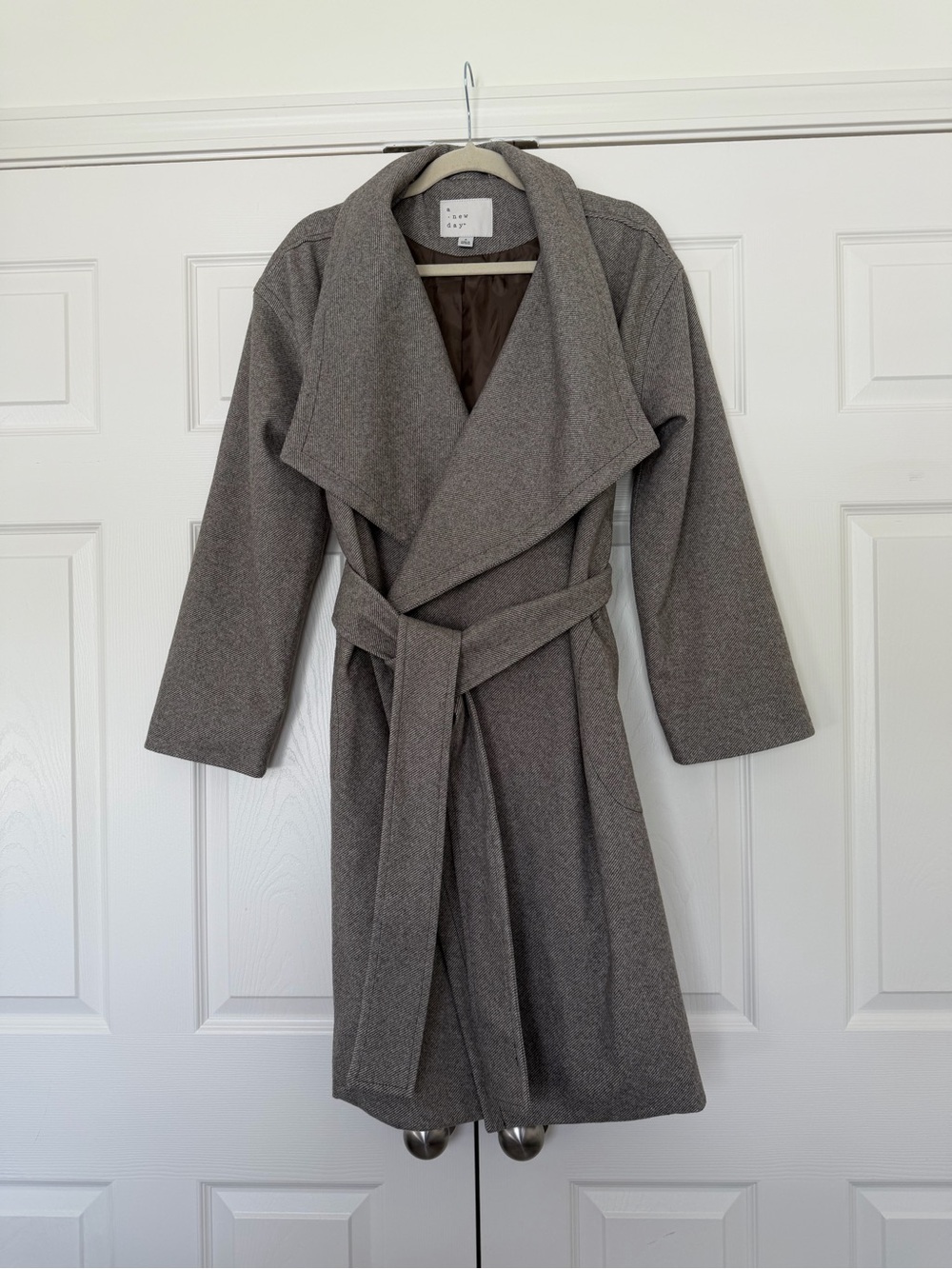 A New Day Women's Brown Belted Wrap Coat